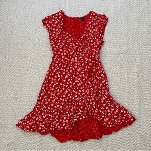 J Crew Mercantile Red Floral Wrap Dress Mini 2